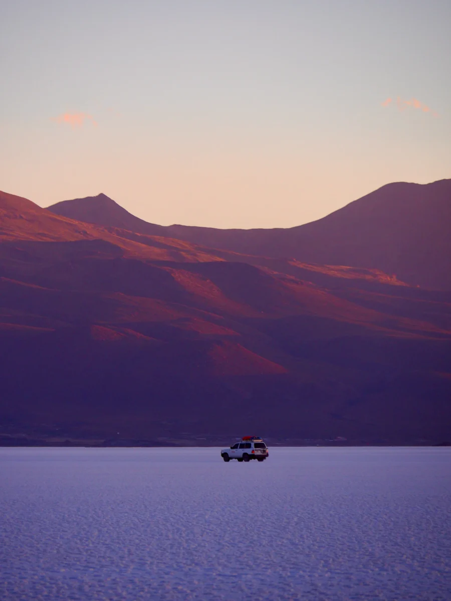 Red mountains of the Bolivian Altiplano at dusk