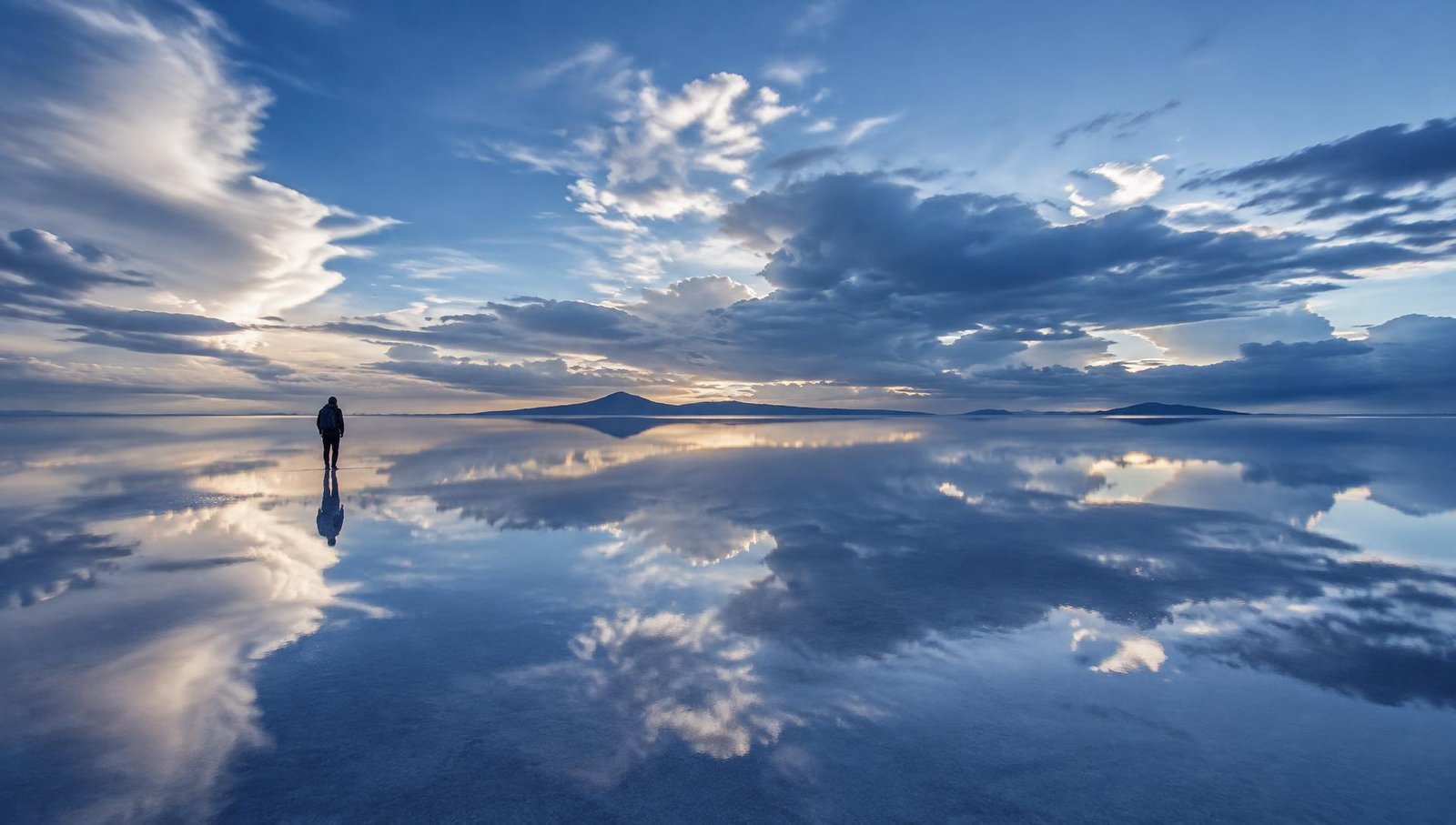 Sky reflected on the flooded Salar de Uyuni