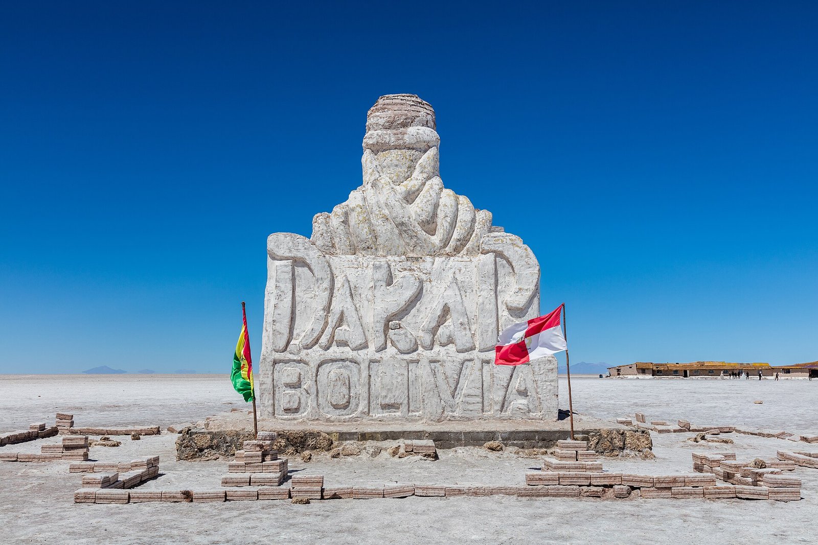 Dakar Rally monument on the Salar de Uyuni, a classic stop included in most Salar de Uyuni tours